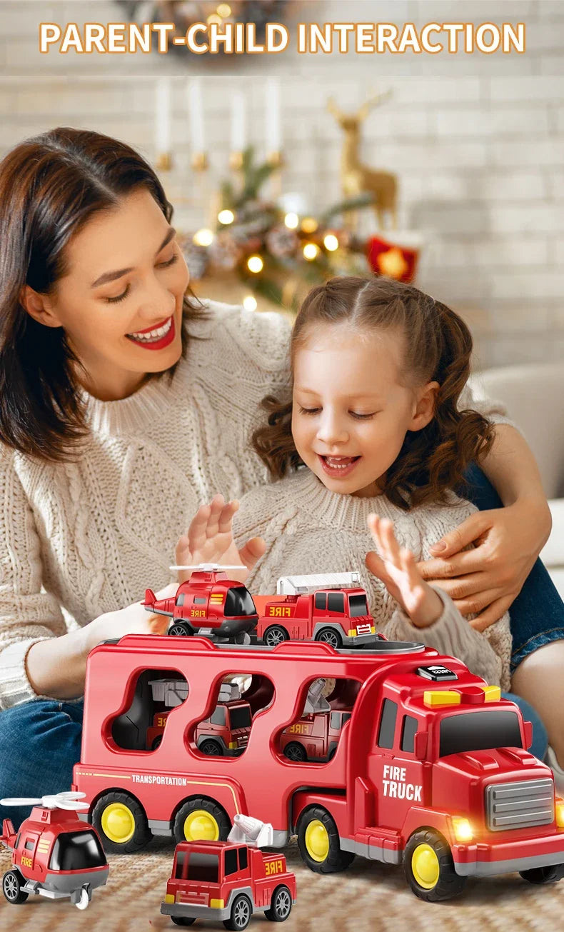 Wind-up Cars Toy engineering trucks heavy trucks police car fire trucks music light model set puzzle toys Boys Kids Gifts
