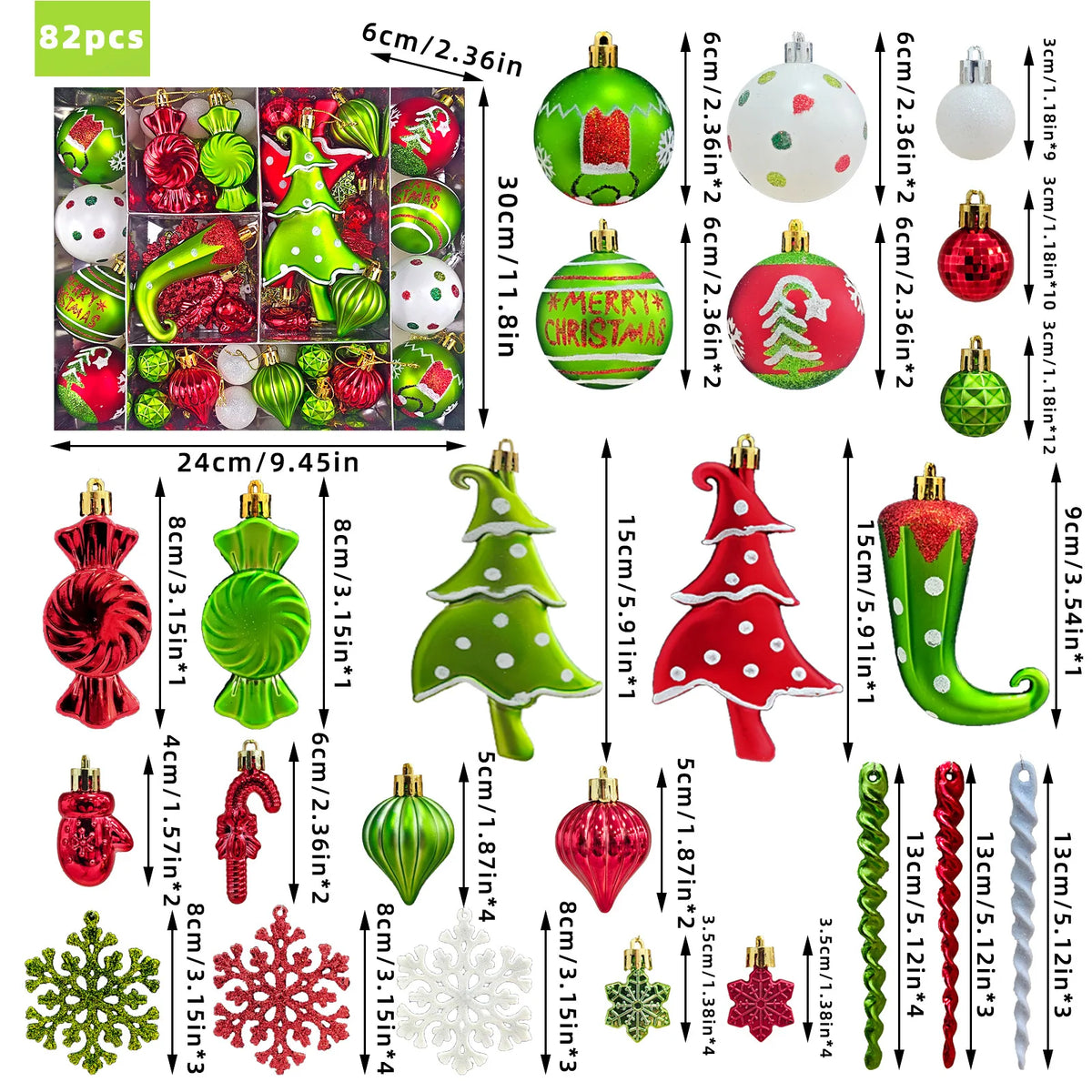 Green Monster Christmas Tree Ornament Set