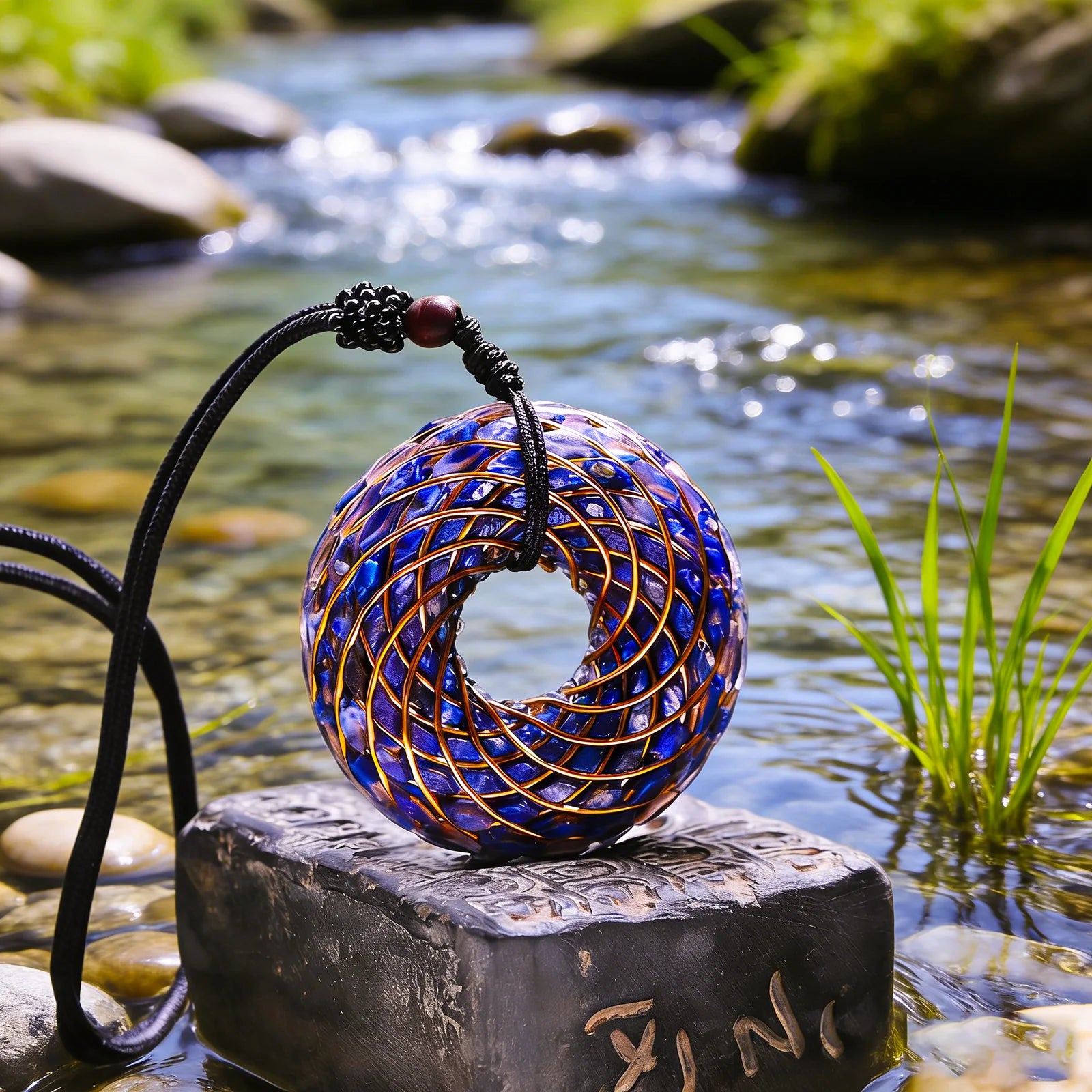 Rodin Coil & Amethyst  Orgone Pendant Necklace, Handmade pendant jewelry ，Adjustable Chain for Women & Men
