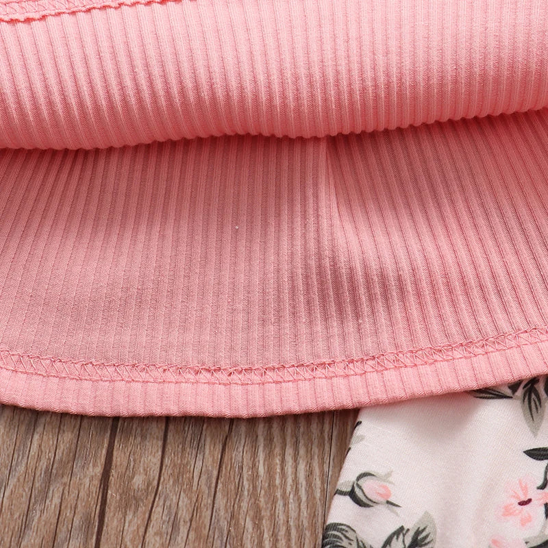 Newborn Baby Girl 3-Piece Knit Top, Floral Pants & Headband Set
