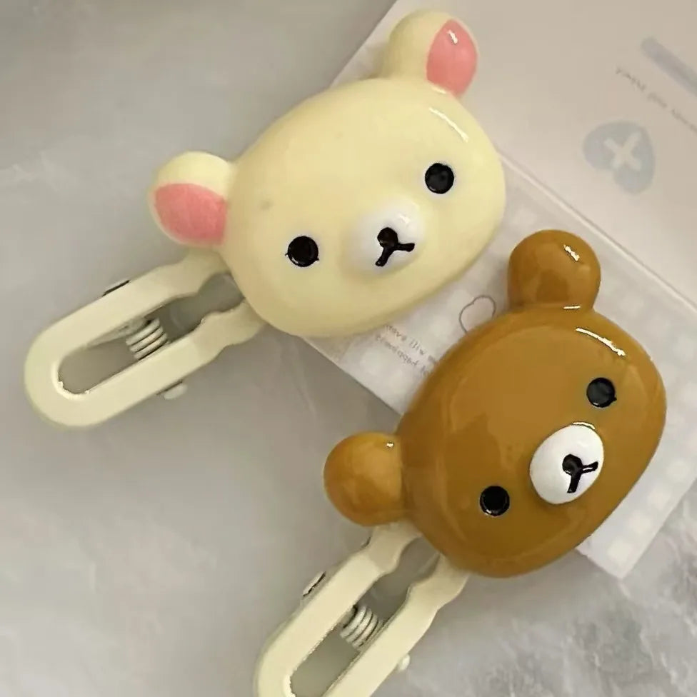 Rilakkuma Hair Clips for Girls Kawaii Relax Bear Hairpin Women Bangs Bobby Pin Fashion Duckbill Clip Kids Hairs Ornaments Gift