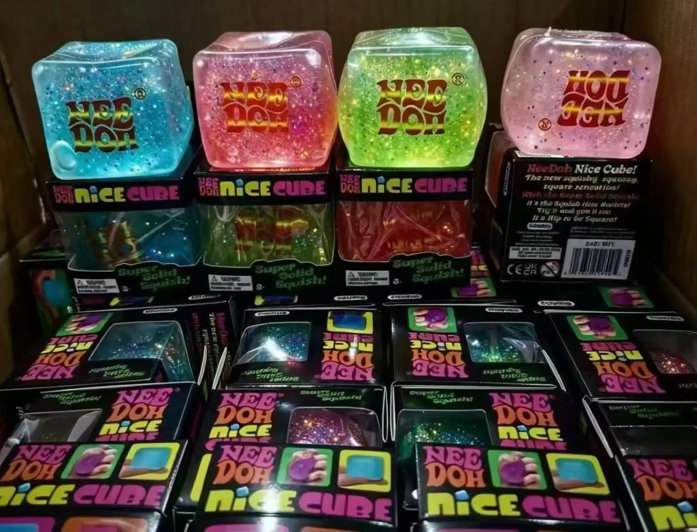 Glow in the Dark Glitter Squishy Stress Cube – Slow Rebound Sensory Toy