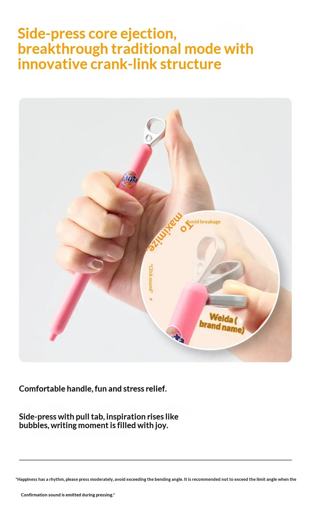KACO x Fanta Pull-Tab Gel Pens,Creative Ins Signature Pen,0.5mm Quick Drying&Comfortable Grip Fun&Stess Relief Kawaii Stationery