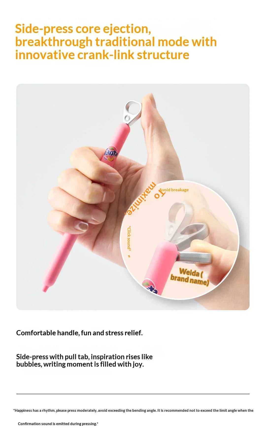 KACO x Fanta Pull-Tab Gel Pens,Creative Ins Signature Pen,0.5mm Quick Drying&Comfortable Grip Fun&Stess Relief Kawaii Stationery