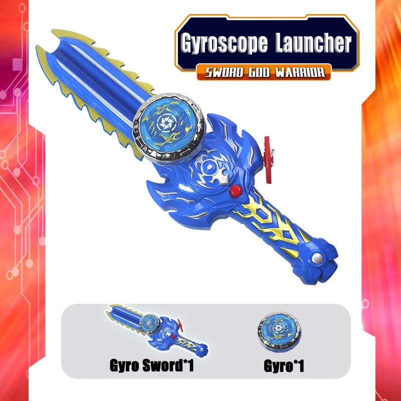 Kids Battle Gyro Spinning Top Toy Set – Sword Launcher & Flashing Tops