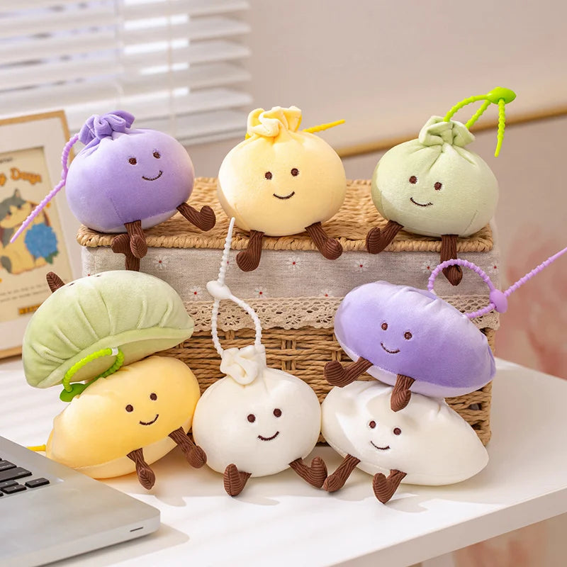 New Steamed Stuffed Bun Dumpling Pendant Imitation Food Cartoon Soft Plush Cotton Toys Stuffed Chinese Food Doll Bag Decoration