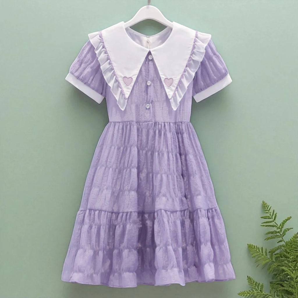 Toddlers Dresses For Girls Children's Dress Summer Cotton Kids School Costumes Short Sleeve Baby  4 5 6 8 9 10 12 Years