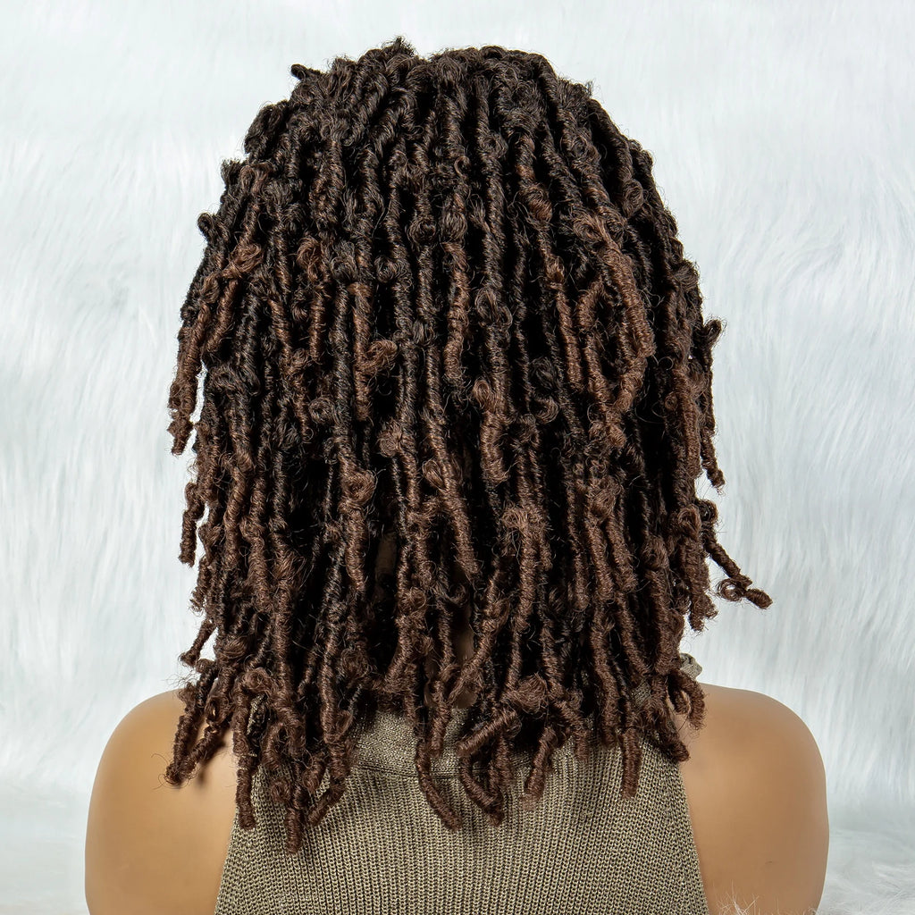 Synthetic Lace Front Wig Braided Wigs Dreadlock Wig 16 inches Short Knotless Butterfly Locs Wigs for Black Women Synthetic Wig