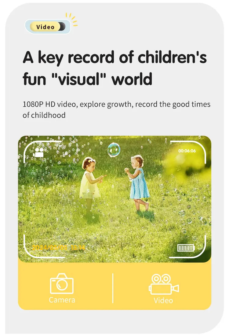 Kids Instant Print Digital Camera – 1080P HD Thermal Printer | 4 Colors | Ages 3+