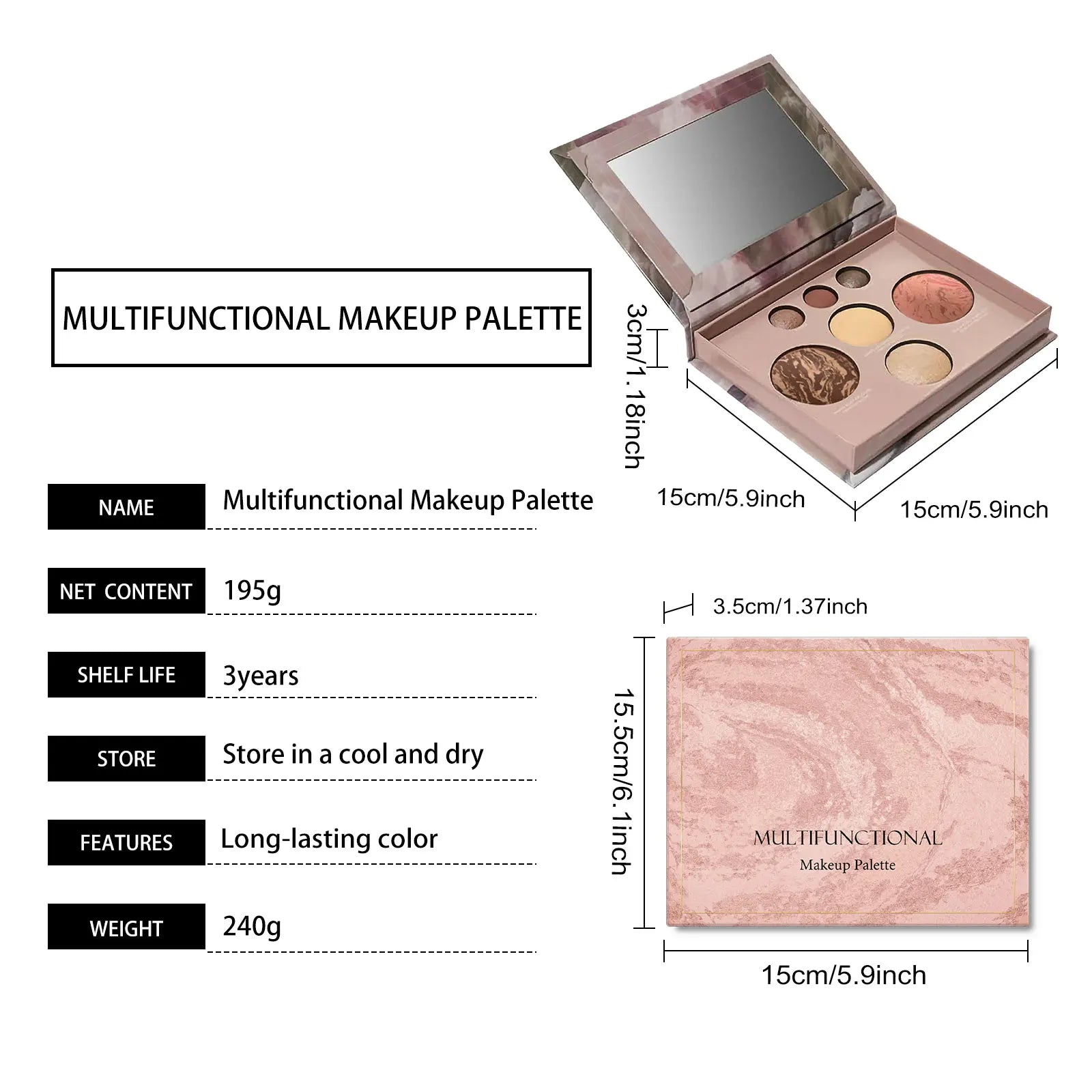 Makeup Eyeshadow Palette Matte Glow Shimmer Glitter Easy to Wear Highlight Blush Bronzer All-in-One Professional Makeup Palette