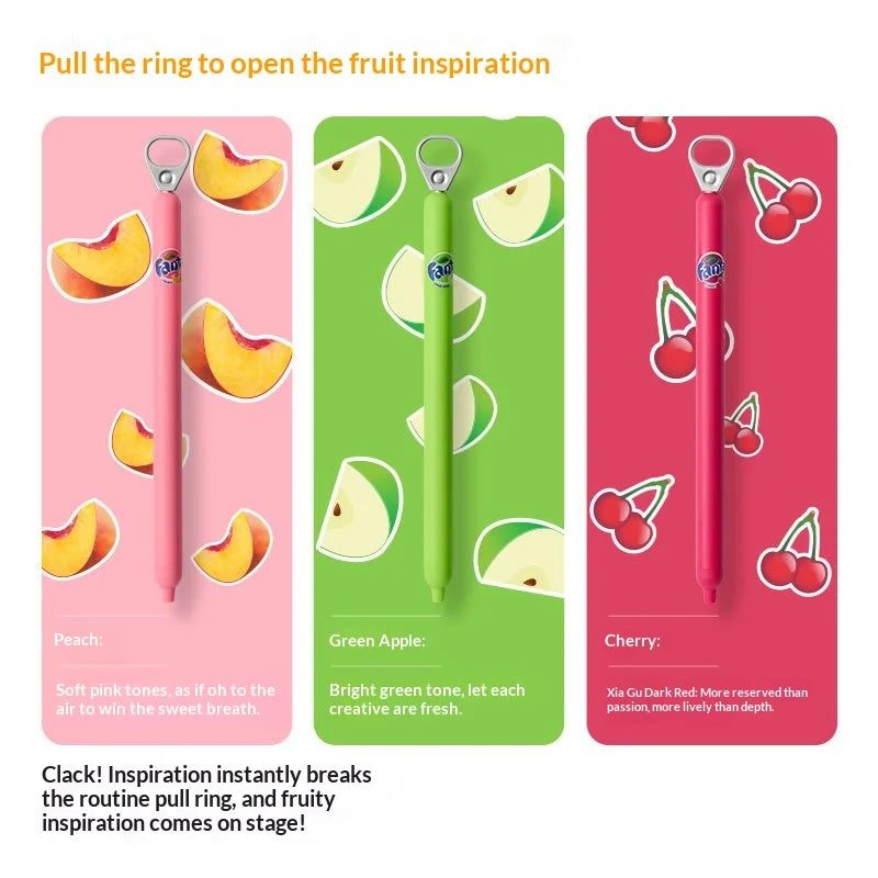 KACO x Fanta Pull-Tab Gel Pens,Creative Ins Signature Pen,0.5mm Quick Drying&Comfortable Grip Fun&Stess Relief Kawaii Stationery