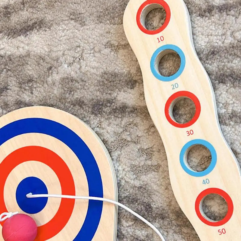 Wooden Paddle Ball With String And Ball Fun Set for HandEye Coordination Development Portable Elastic Design Family Party Play
