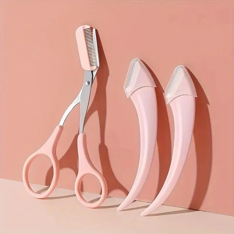 Eyebrow Trimmer Set, Precision Trimming Scissors, Curved Eyebrow Trimmer And Comb - For On-The-Go Eyebrow Grooming