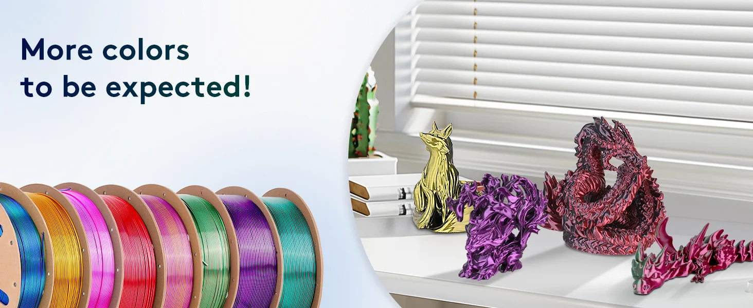 ERYONE 1KG Silk Dual Color PLA Series 3D Printer Filament 1.75mm, Dual-Color Coextrusion Silky Shiny Finish, 1kg Spool
