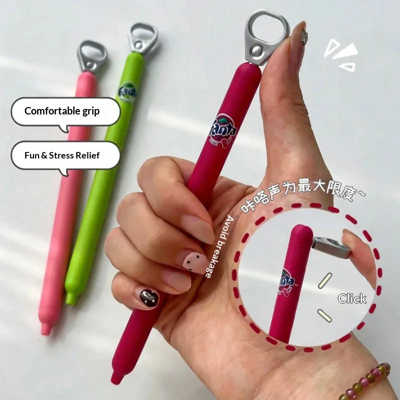 KACO x Fanta Pull-Tab Gel Pens,Creative Ins Signature Pen,0.5mm Quick Drying&Comfortable Grip Fun&Stess Relief Kawaii Stationery