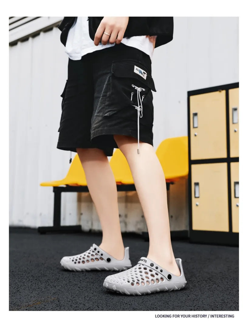 Summer Shoes Men Clogs Eva Slippers Men Flat Sandals Breathable Hole Shoes Men Beach Home Leisure Slides Men Summer Shoes
