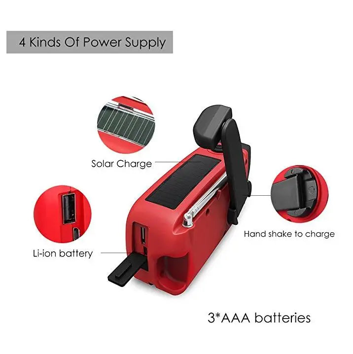 Emergency Weather 2000mAh Radio Portable Emergency Solar Radio Hand Crank Self Powered Phone Charger 3 Led Flashlight Am Fm