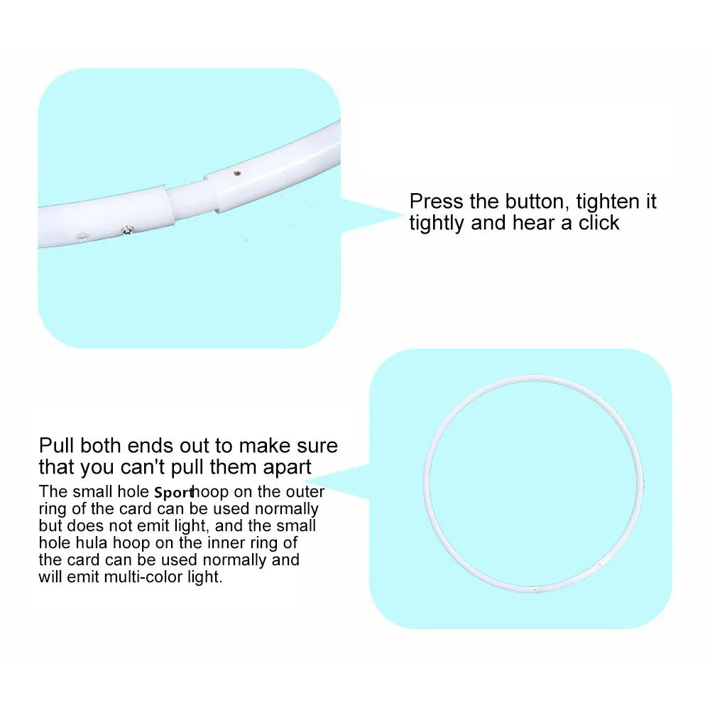 LED Colorful Fitness Circle Performing Arts Abdominal Fat Loss Light Fitness Crossfit Foldable Sport Hoop Gym Fitness Equipments