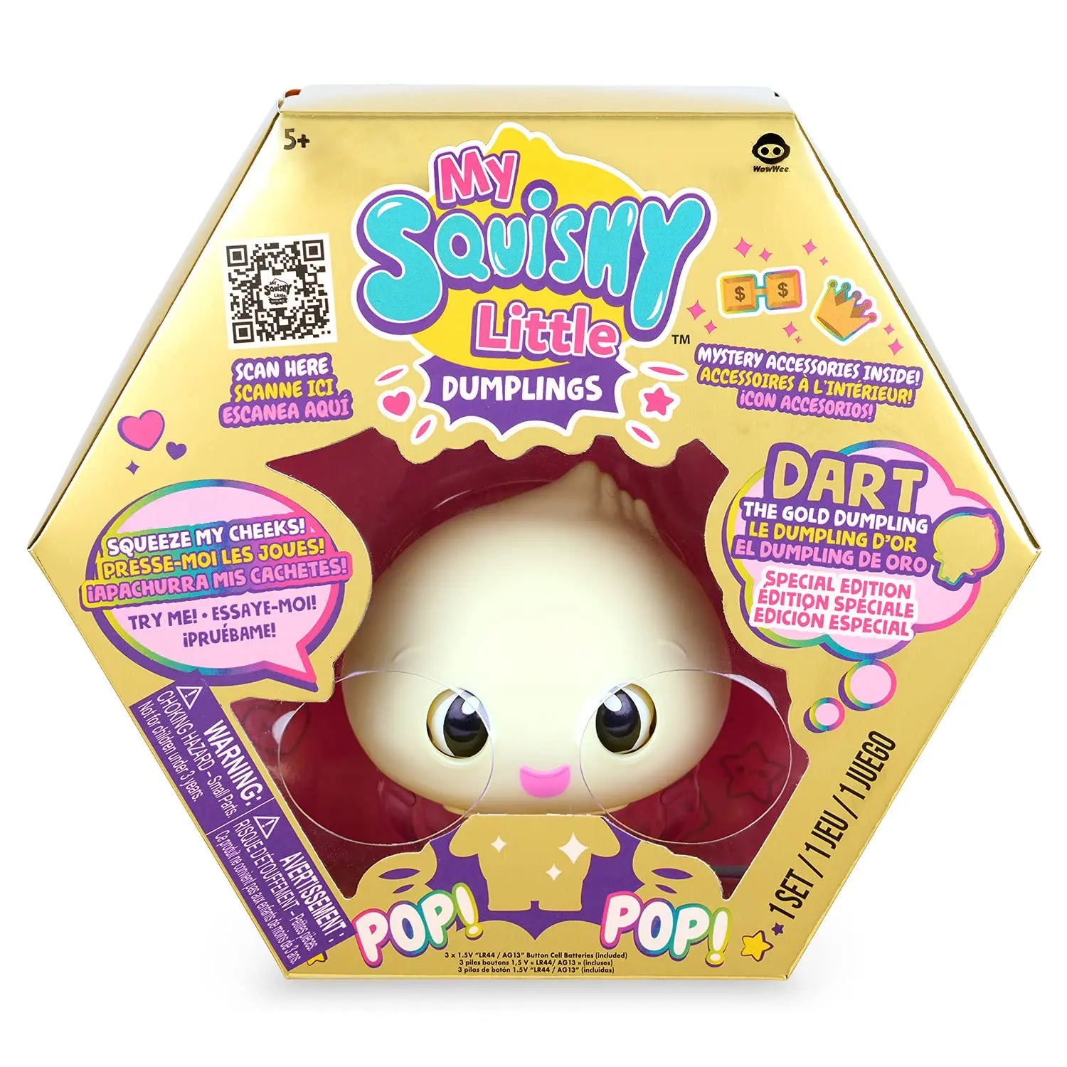 My Squishy Little Dumplings Interactive Doll Marshmallow Golden Cute Dumpling with Sound and Light Electronic Interactive Toys