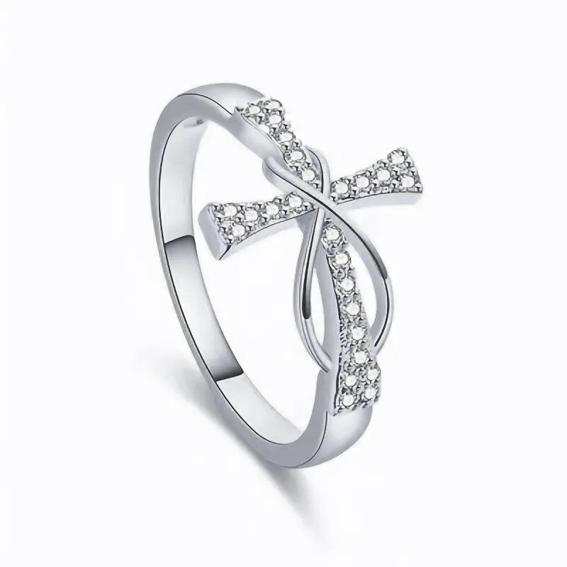 2026 Design Personalized Zircon Cross Ring, Simple and Fashionable, Female High End, Infinite Love, Classic Handicraft Wholesale
