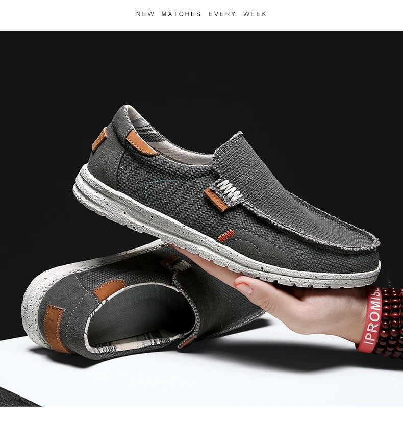 Men Canvas Shoes Slip On Loafers Summer Breathable Sneakers Men Comfty Casual Men Shoes Lightweight Flats Men Walking Zapatos