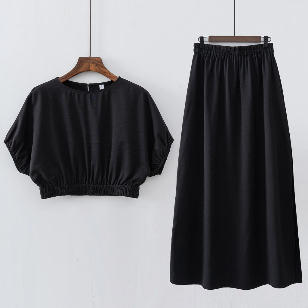 2026 Women Fashion Summer Top Shirt Two Piece Clothing Set White Black