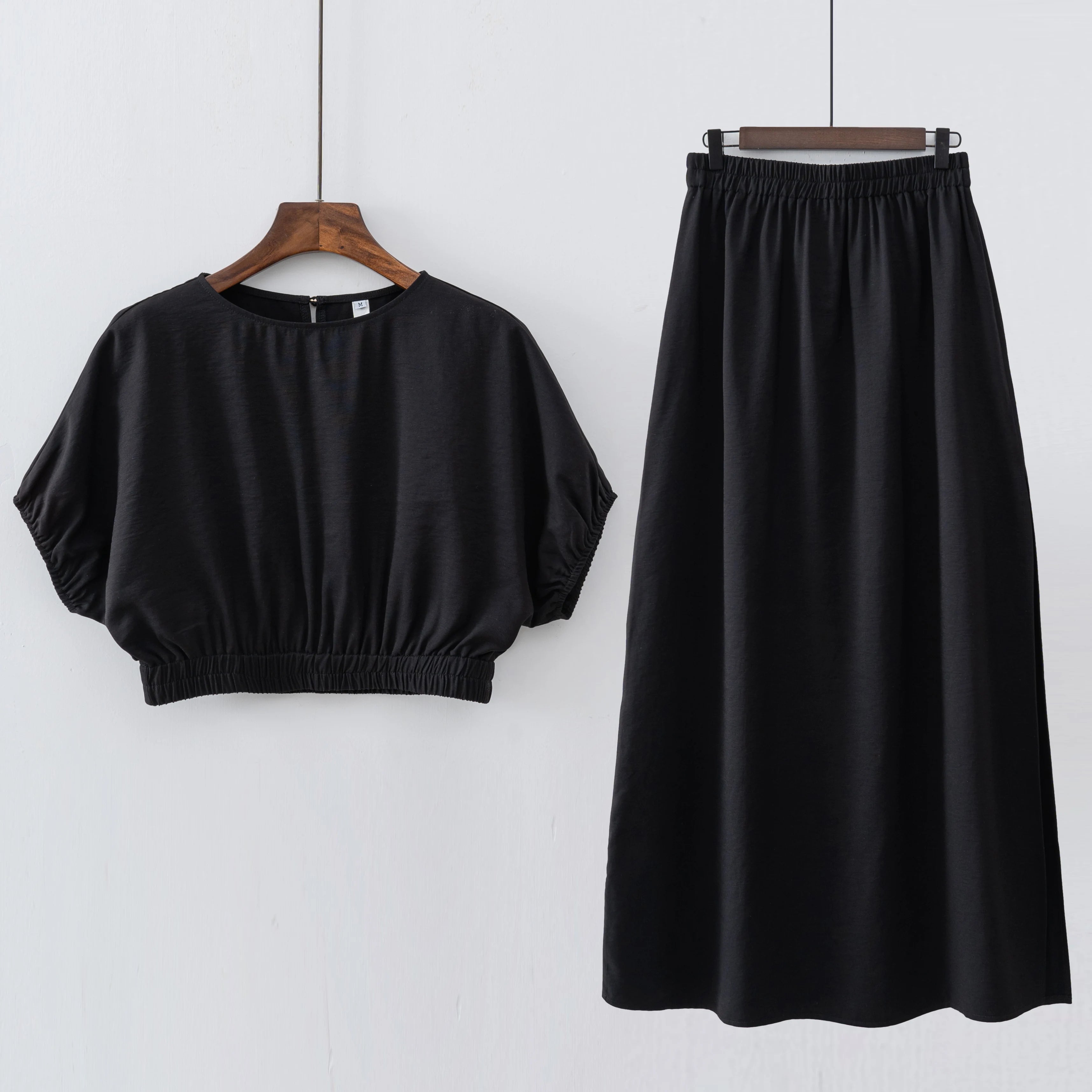 2026 Women Fashion Summer Top Shirt Two Piece Clothing Set White Black