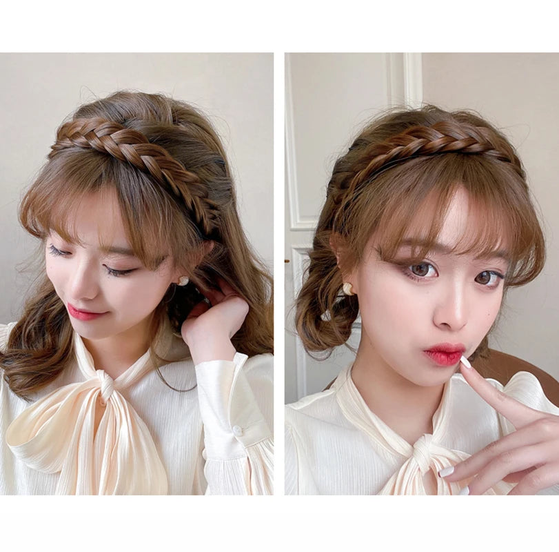 Braid Hair Band Women Fishbone Braid Women Wig Twist Braid Headband Hairpin Bohemia Non-slip Headdress Bridal Hair Accessories