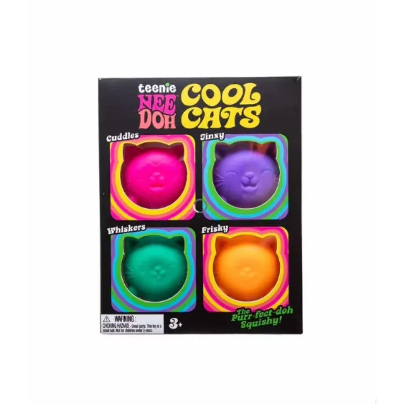 Hot NeeDoh Teenie Cool Cats 3 Pack Adorable Mini Cat Fidget Toys Soft Squishy Stress Relief Sensory Squeeze Toys