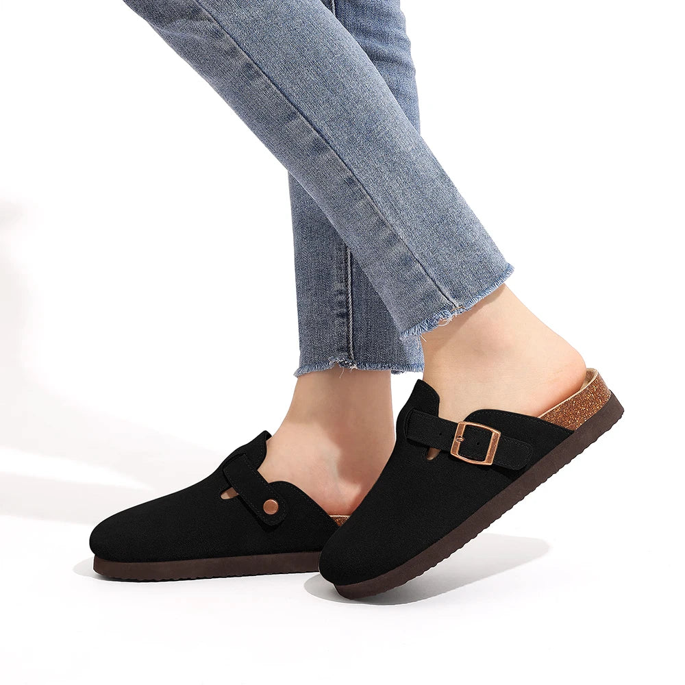 Goosecret Men Cow Suede Clogs Soft Cork Footbed Men Mules Slippers Fashion Men House Sandals With Arch Support Men Beach Sandals
