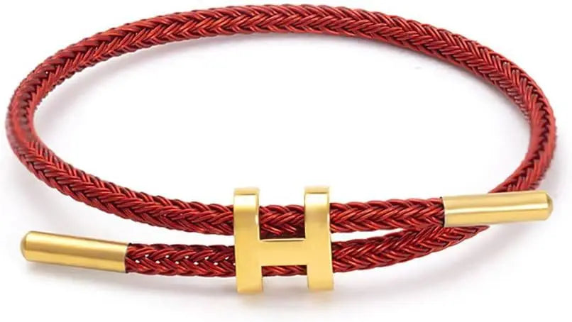 Women's Adjustable Charm Bracelet – 14K Gold-Plated Buckle Stainless Steel Wire Rope