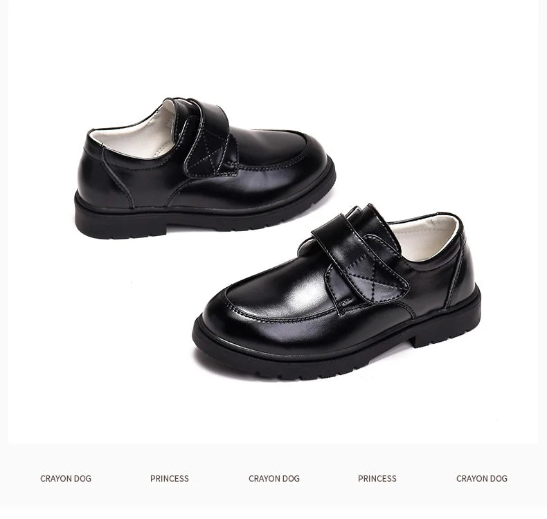 Kids' Black PU Leather School Shoes