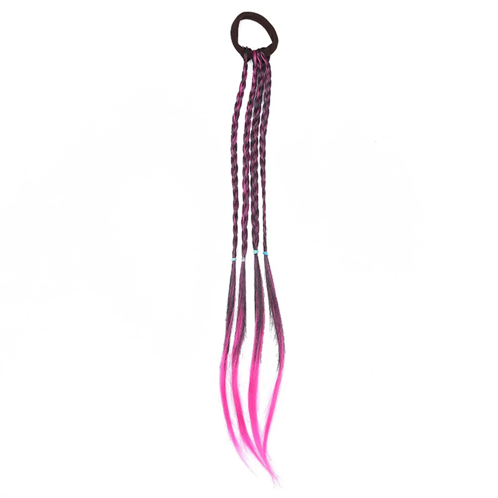 Colorful Hair Braids Tools Gradient Color Synthetic Hair Ponytail Rope Girls Princess Hair Ties Children Kids Styling Braiders