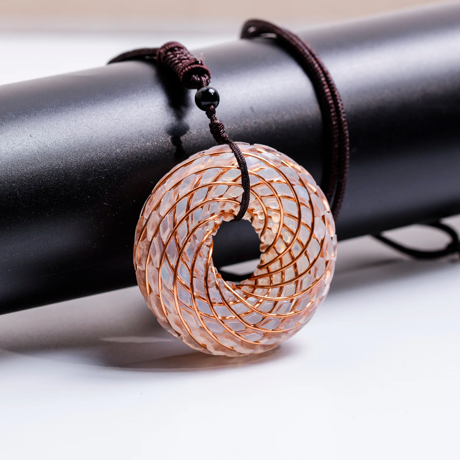 Rodin Coil & Amethyst  Orgone Pendant Necklace, Handmade pendant jewelry ，Adjustable Chain for Women & Men