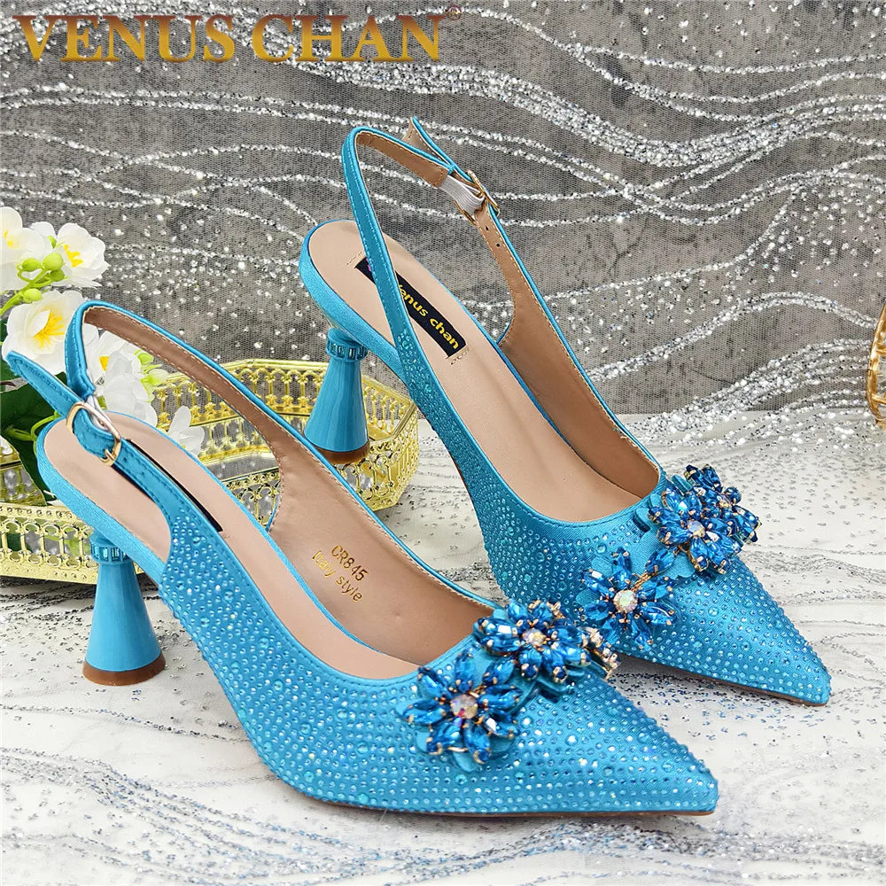 Women's Crystal Rhinestone Slingback Pumps – Luxury Wedding & Party Heels