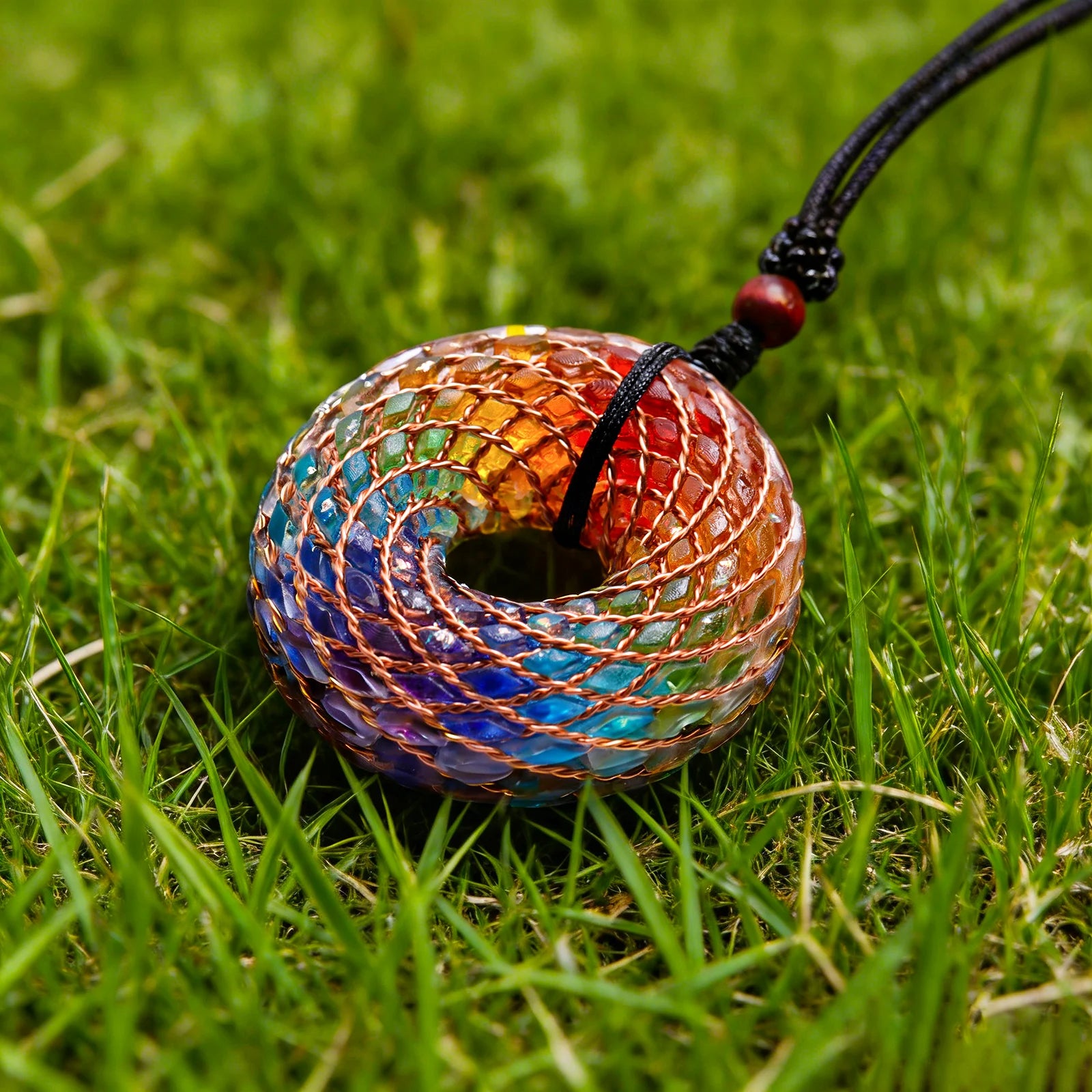 Rodin Coil & Amethyst  Orgone Pendant Necklace, Handmade pendant jewelry ，Adjustable Chain for Women & Men