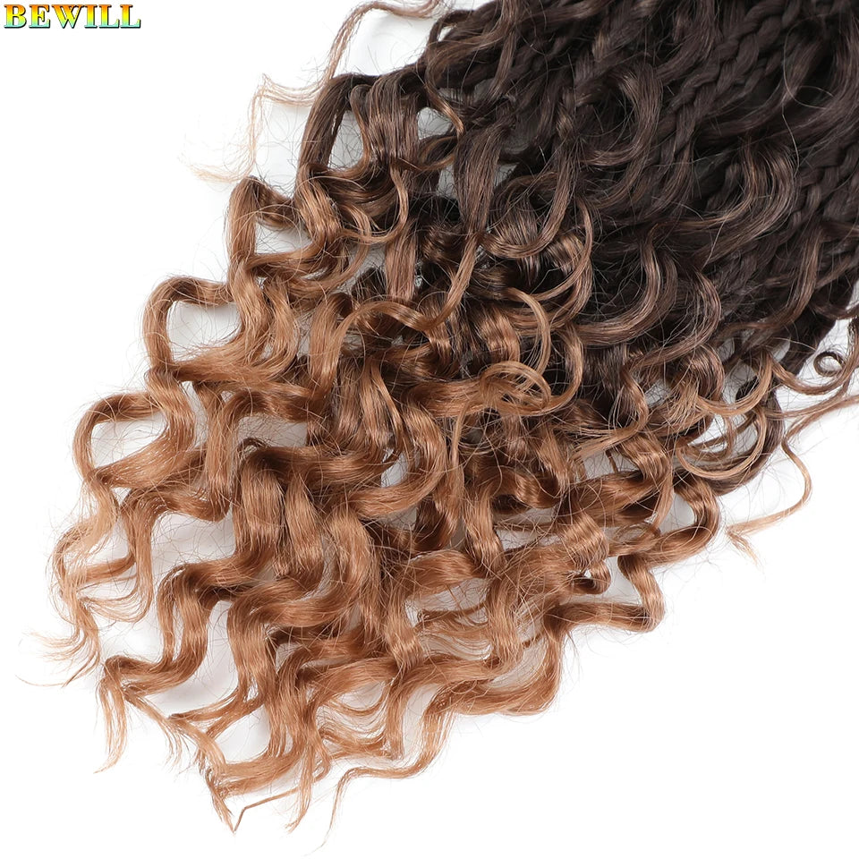 Goddess Box Braids Crochet Hair 14 18 24 Inch Bohemian Hippie Box Braids With Curly Ends Synthetic Braiding Hair for Black Women