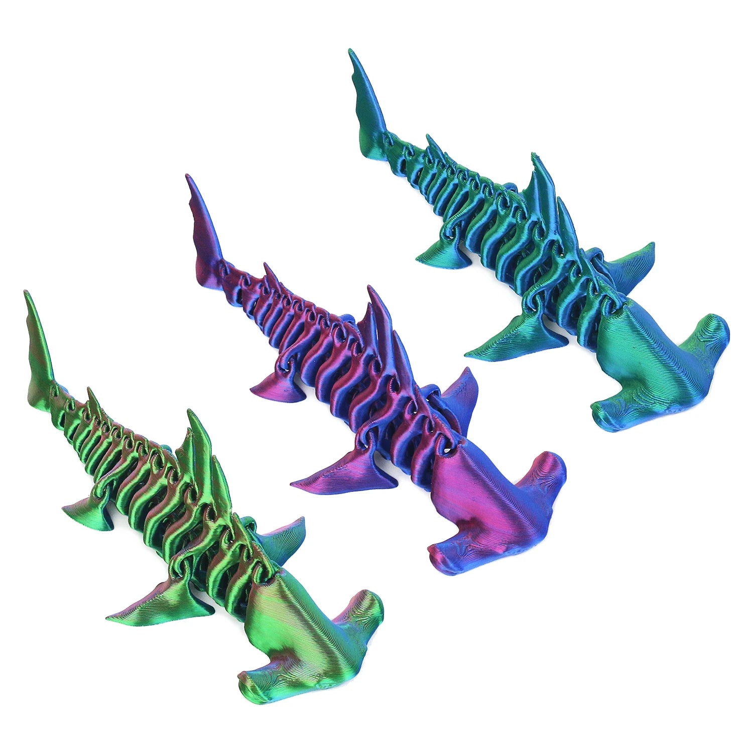 3D Printed Hammerhead Shark Toy | Fully Articulated Movable Joints | Desk Ornament | 3 Colors