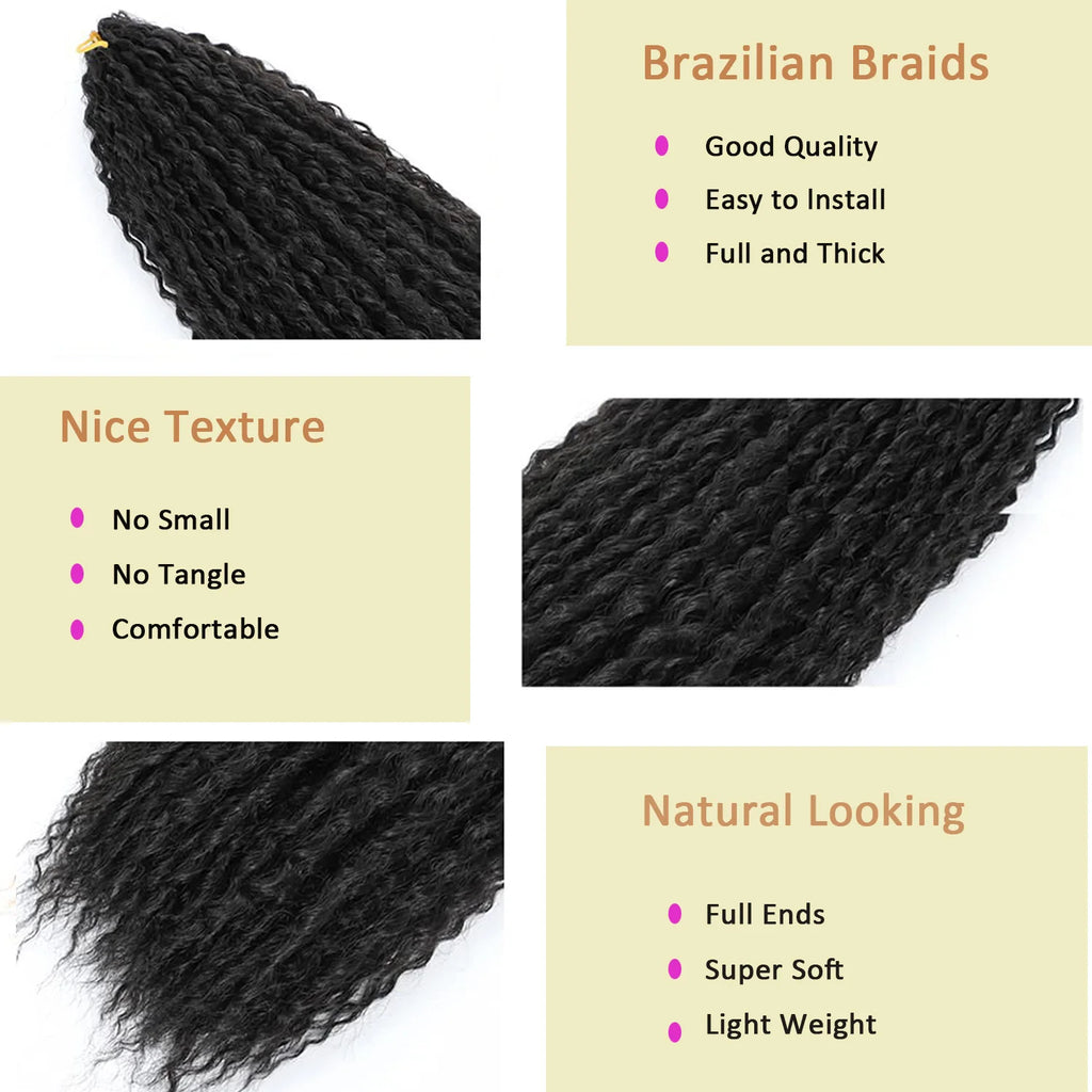 Brazilian Curly Braids Crochet Twist Hair 20inches 4Packs Afro Kinky Curly Braiding Hair Synthetic Water Wave Braid Hair