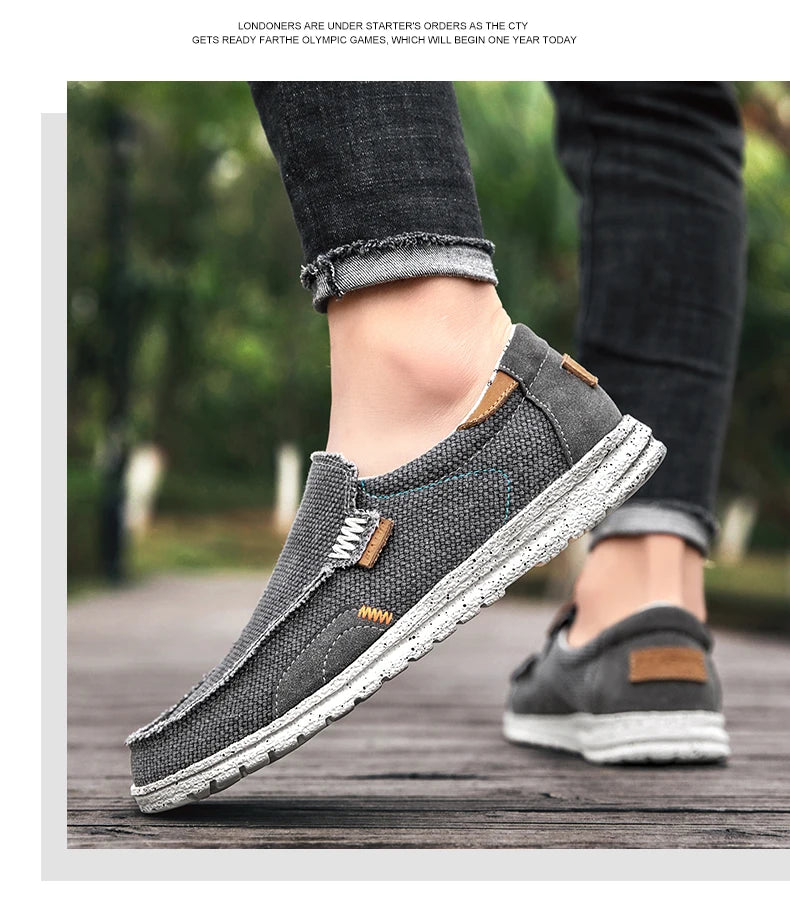 Men Canvas Shoes Slip On Loafers Summer Breathable Sneakers Men Comfty Casual Men Shoes Lightweight Flats Men Walking Zapatos