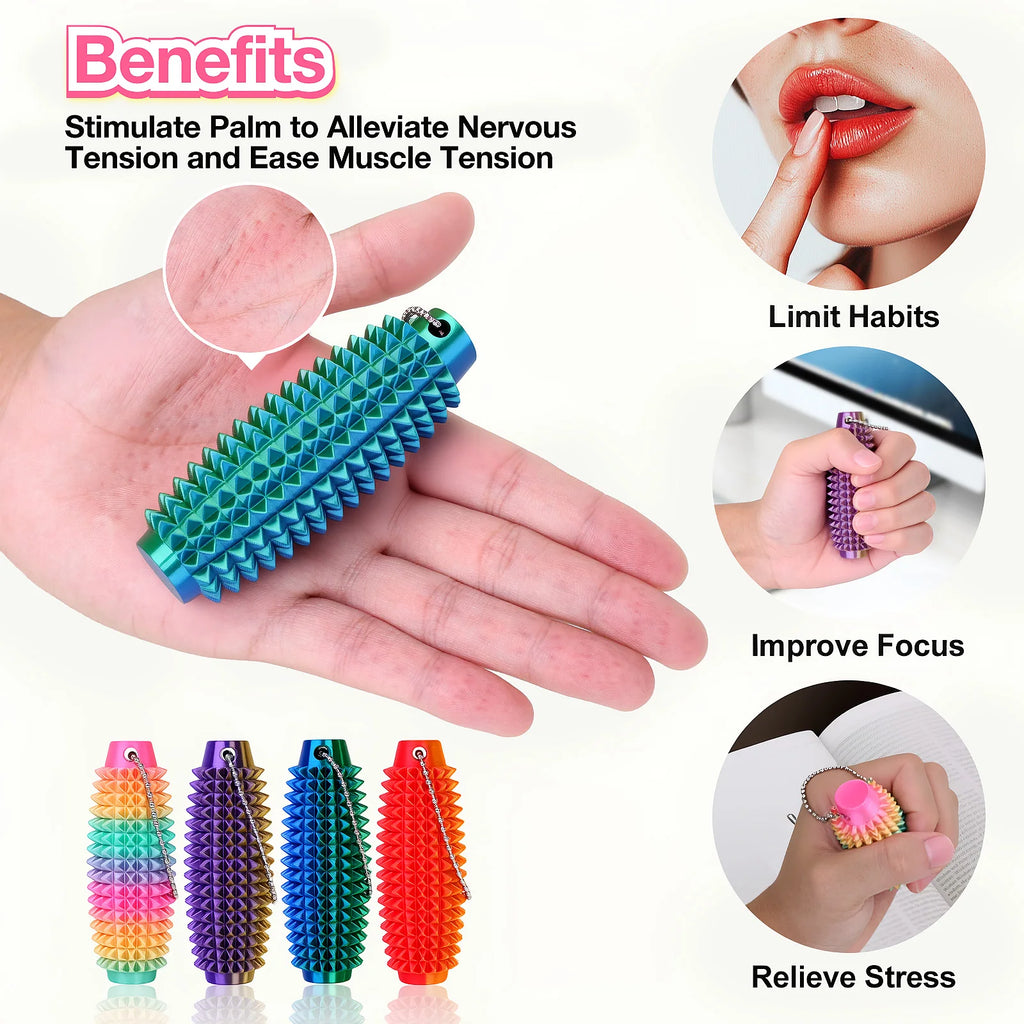 Mini Spiky Fidget Massage Keychain – 3D Silicone Pain Stim Sensory Toy for Anxiety Relief, Singles & 4-Pack