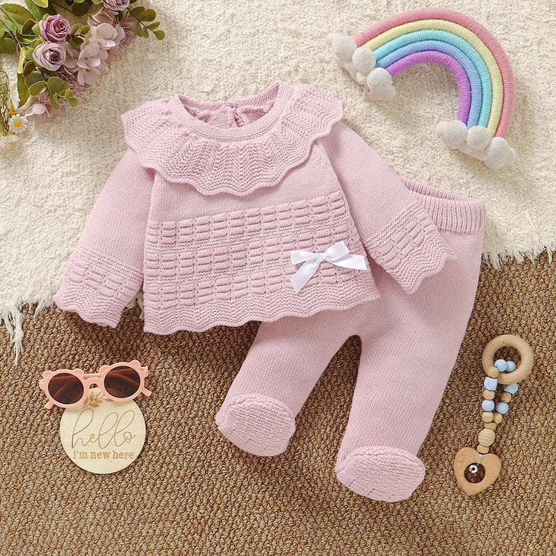 Winter Infant Girls Clothes Autumn Casual Long Sleeve Sweaters Pullovers+Leggings Toddler 2pcs Outfits Sets 0-1Y Toddler Costume