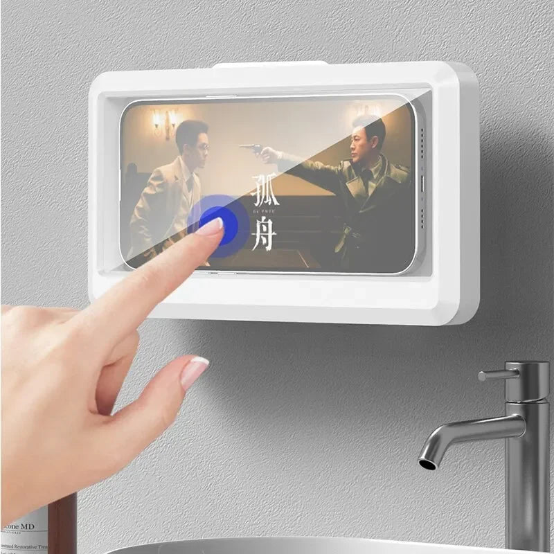 Fixed Universal Waterproof Anti-Fog Shower Phone Holder Touch Screen Support Wall Mount Phone Case For Bathroom Daily Use