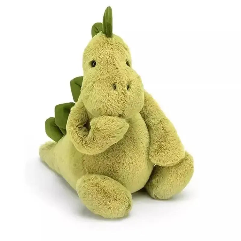 JC Shy Green Dinosaur Plush Doll | Soft Stuffed Cartoon Toy — Bag Charm & Festive Gift