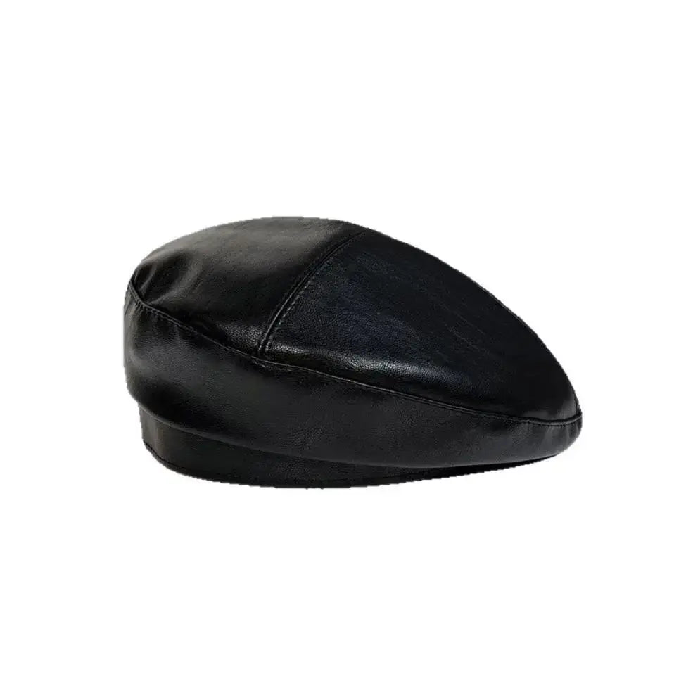 Women's Leather Octagonal Beret – Versatile Painter's Hat for Spring & Fall | One Size
