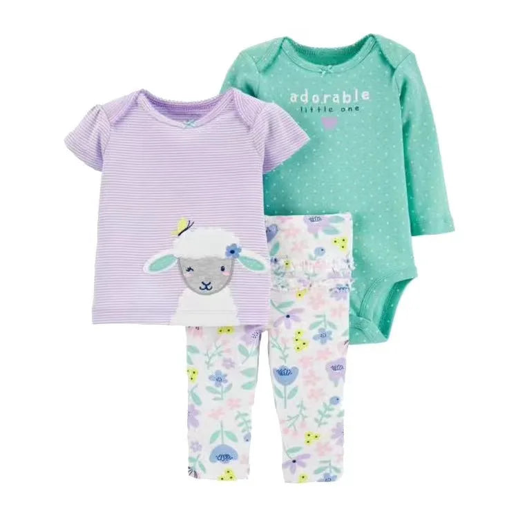 2025 Baby Girls Clothes Autumn Spring Newborn Infant Outfit Cotton Bodysuit Top And Bottom Pants Kids Toddler Clothing Set 6-24M
