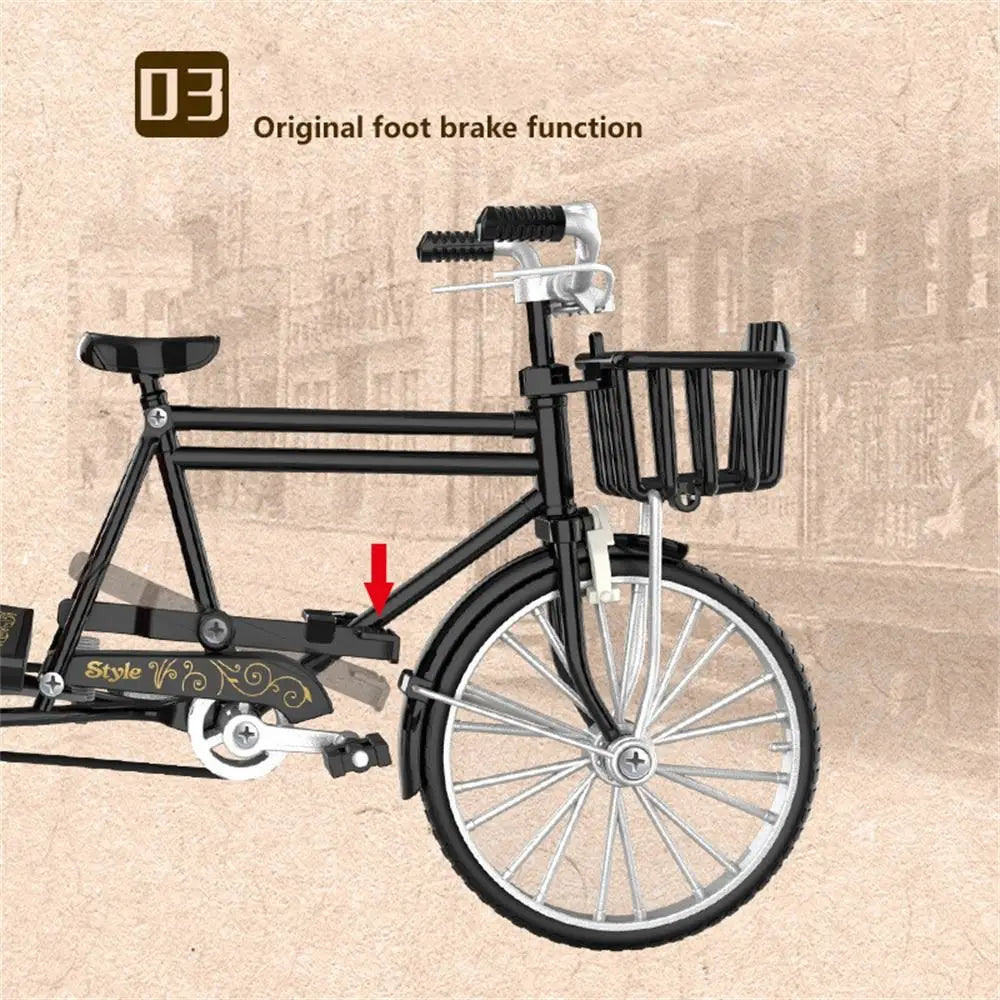 Kids Toy Vintage Classic Tricycle Model Metal Diecast Three Wheeled Simulation Tricycle Toy 1:12 Alloy Model Collectibles Gift