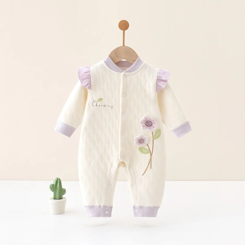Baby Girl Floral Cotton Knit Jumpsuit Bodysuit