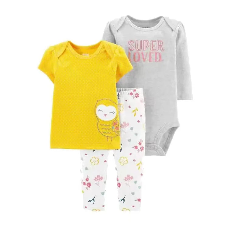 2025 Baby Girls Clothes Autumn Spring Newborn Infant Outfit Cotton Bodysuit Top And Bottom Pants Kids Toddler Clothing Set 6-24M