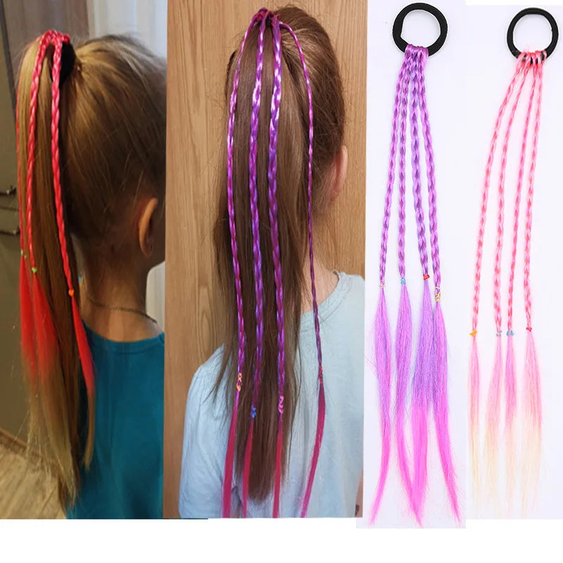 Korean Fashion Kids Wig Braids Girls Dirty Braid Hair Rope Children Gradient Barrettes Headwear Baby Kids Hair Accessories